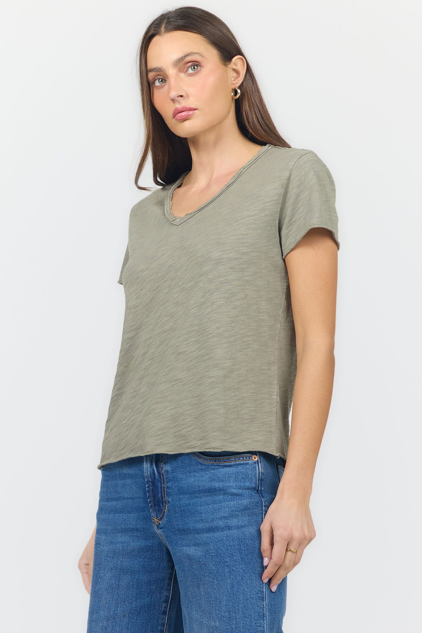 Vanya Slub Knit Tee in Vetiver by Dear John