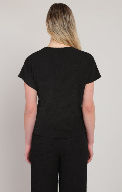 After Hours Textured Tie Top in Black