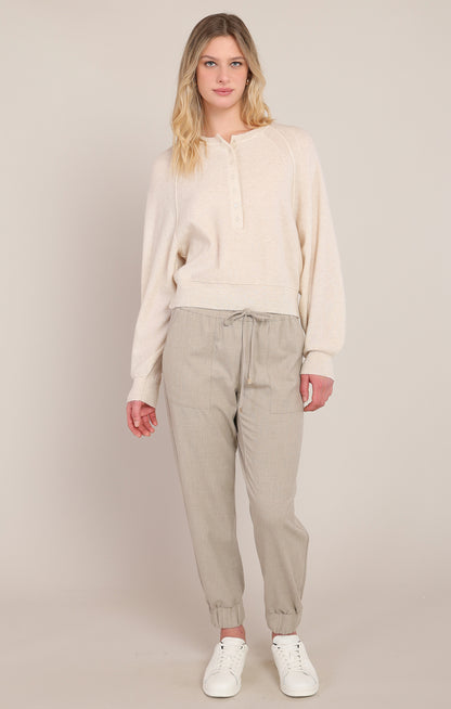 Put Together Woven Joggers in Oatmeal