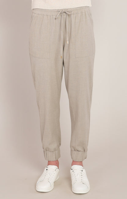 Put Together Woven Joggers in Oatmeal