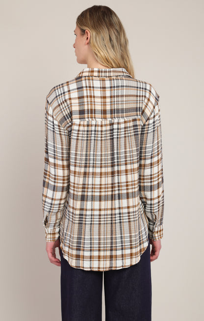 Harvest Moon Plaid Shirt in Brown & Navy