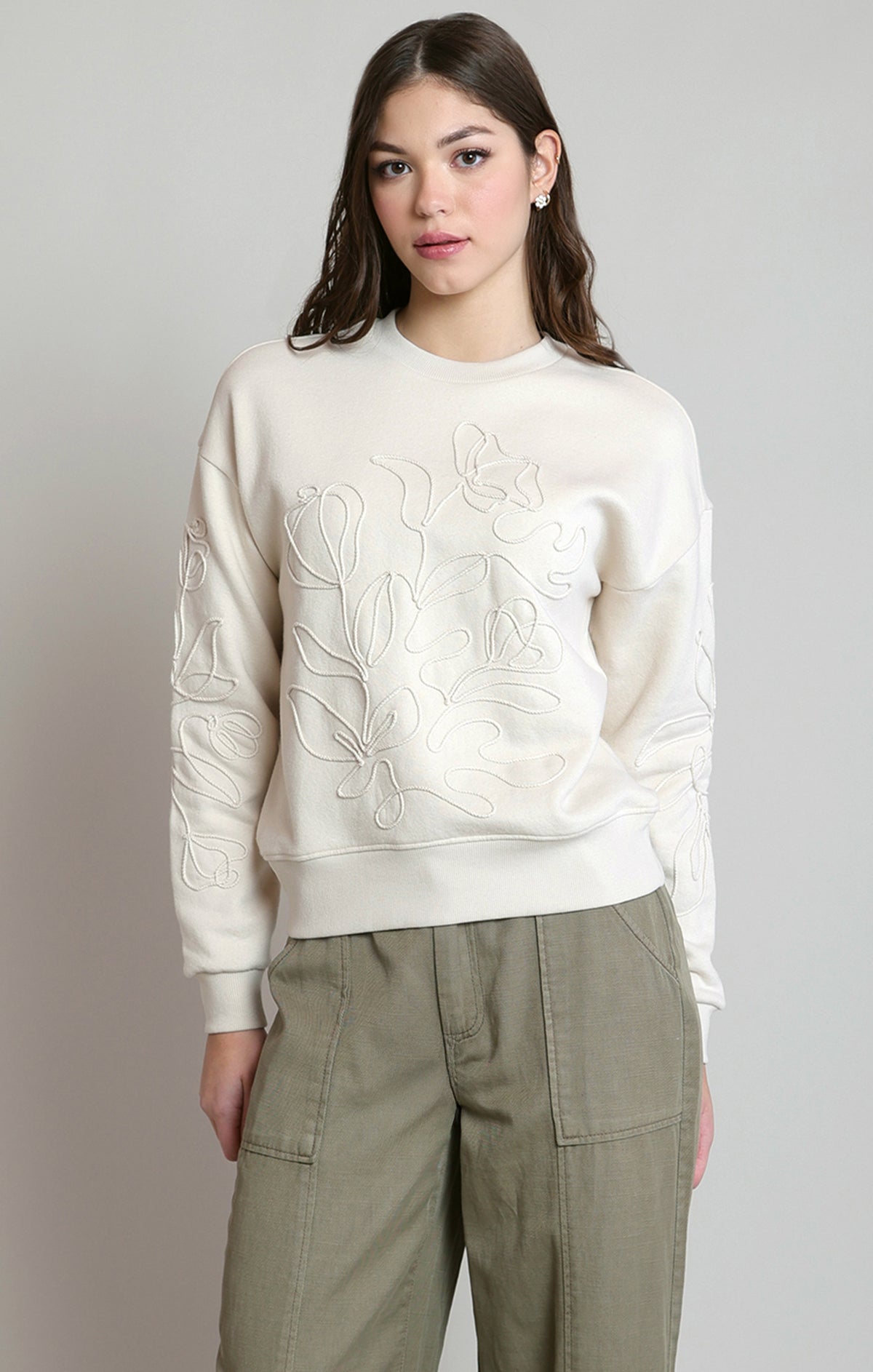 Quietly Blooming Sweatshirt in Ivory by Dex
