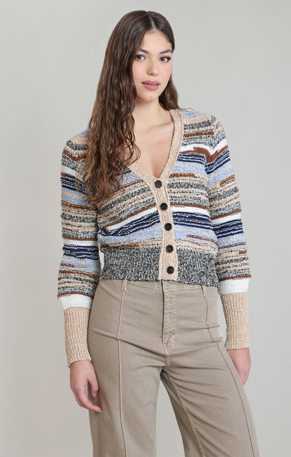 Mountain Morning Cardigan in Ercu & Navy by Dex