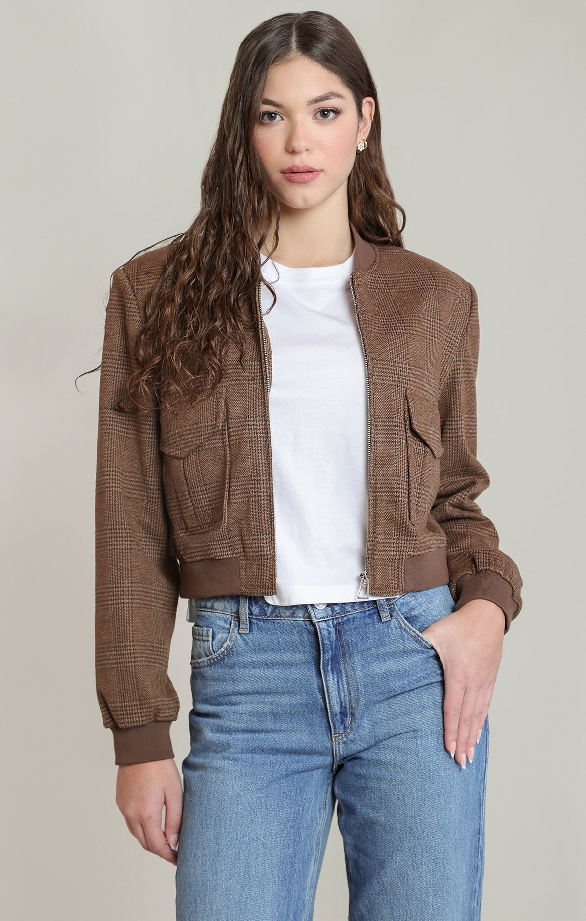 Uptown Plaid Bomber Jacket by Dex