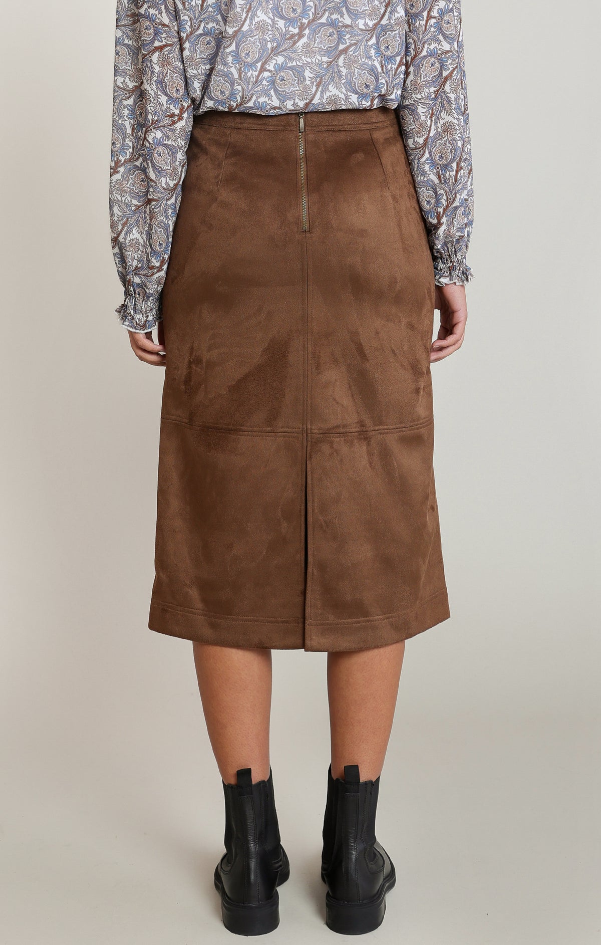 Brown Sugar Faux Suede Skirt by Dex