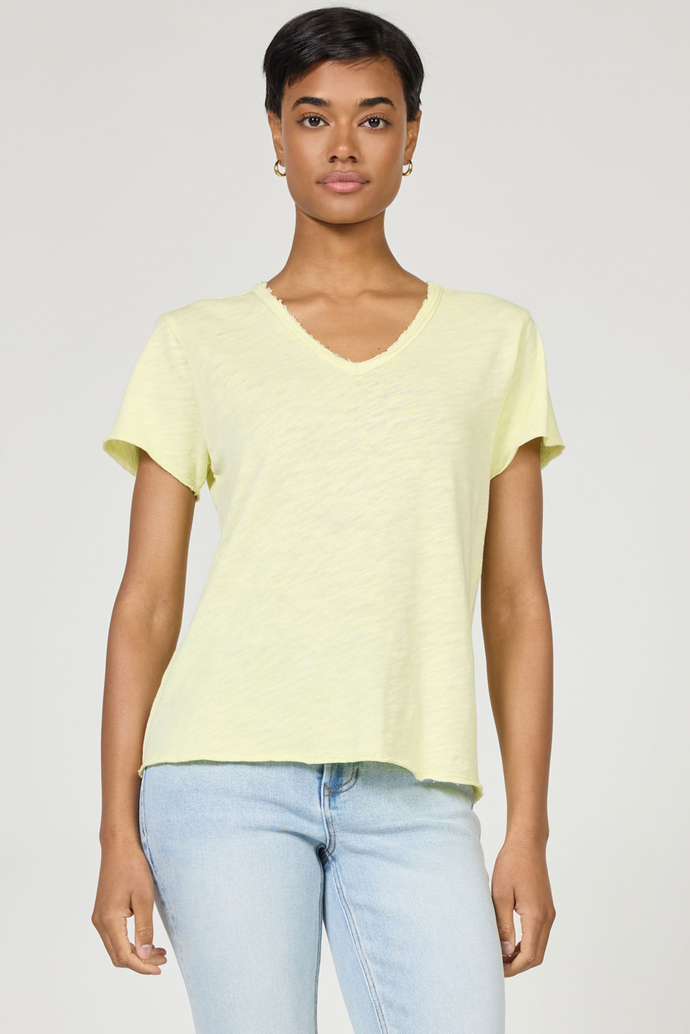 Vanya Slub Knit Tee in Wax Yellow by Dear John