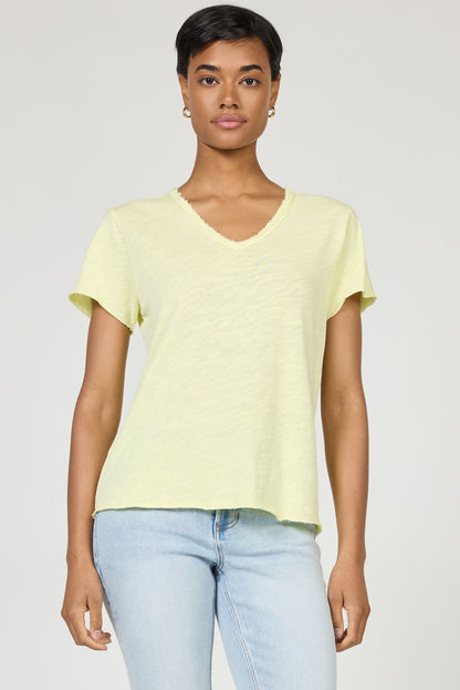 Vanya Slub Knit Tee in Wax Yellow by Dear John