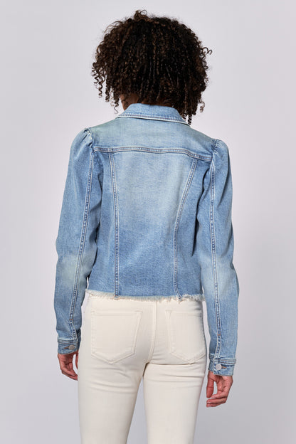 Roselyn Puff Sleeve Denim Jacket in Monocloud by Dear John