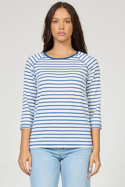 Sonoma 3/4 Sleeve Tee in Riviera Stripe by Dear John