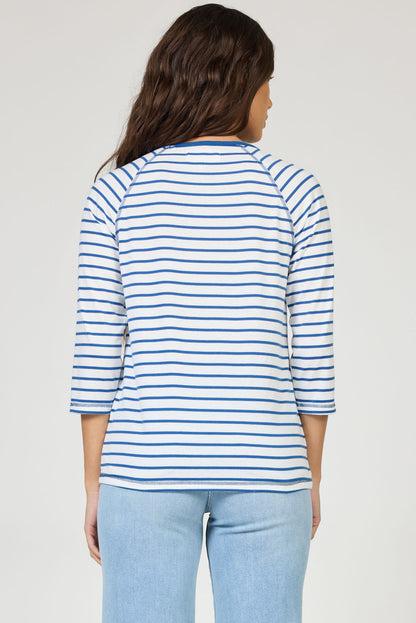 Sonoma 3/4 Sleeve Tee in Riviera Stripe by Dear John