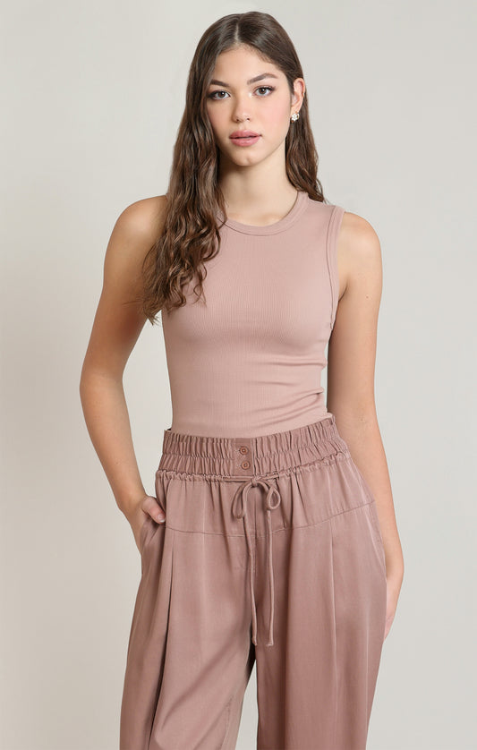 Harvest Ribbed Tank in Dusty Rose by Dex