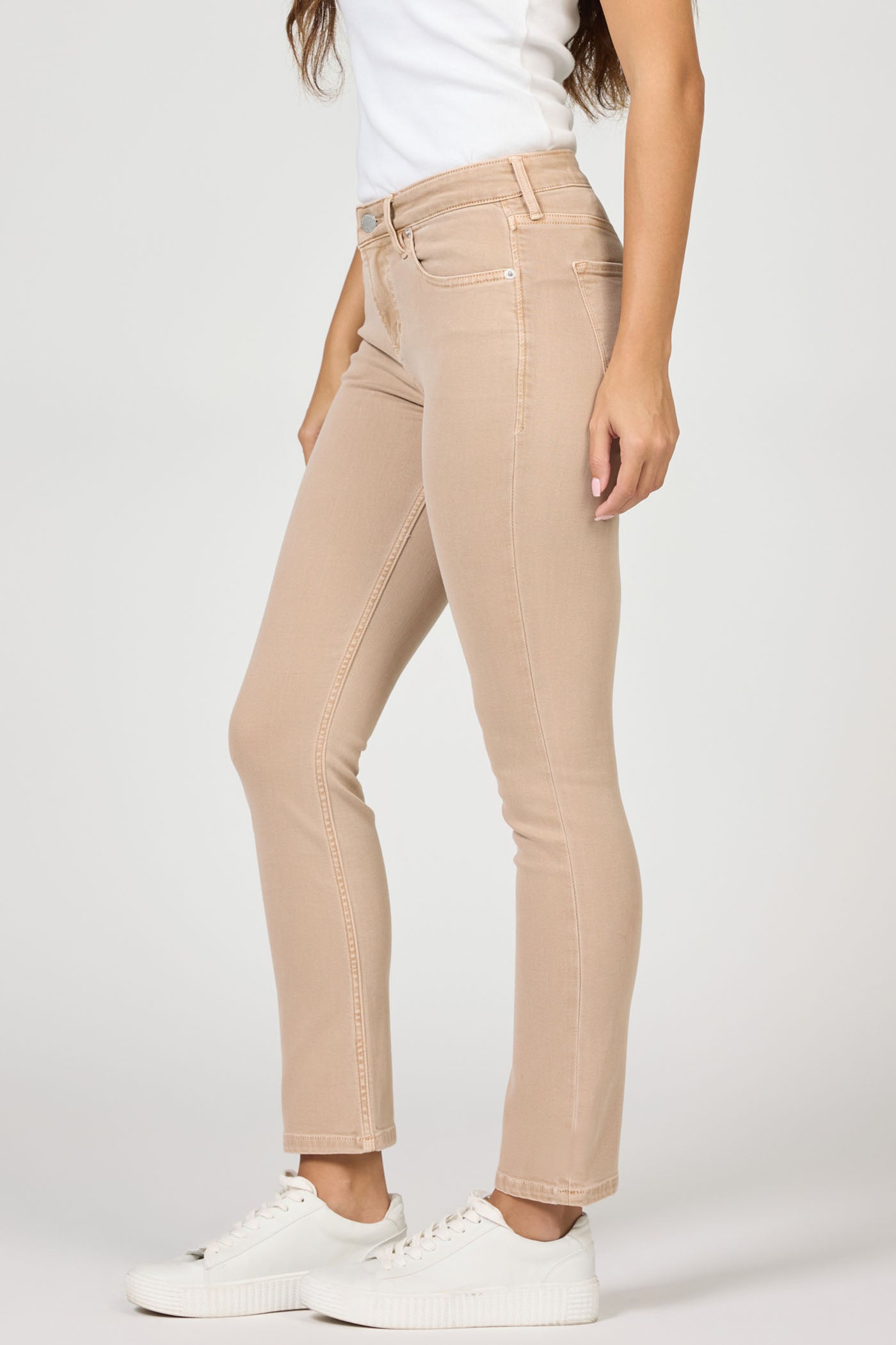 Blaire Mid Rise Jeans in Warm Taupe by Dear John
