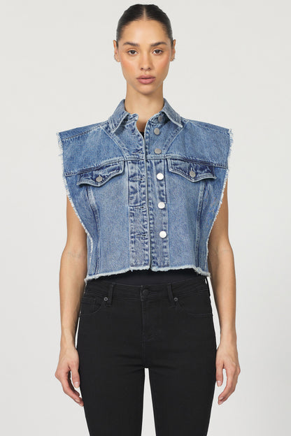 Melody Denim Vest in Snow Blue by Dear John