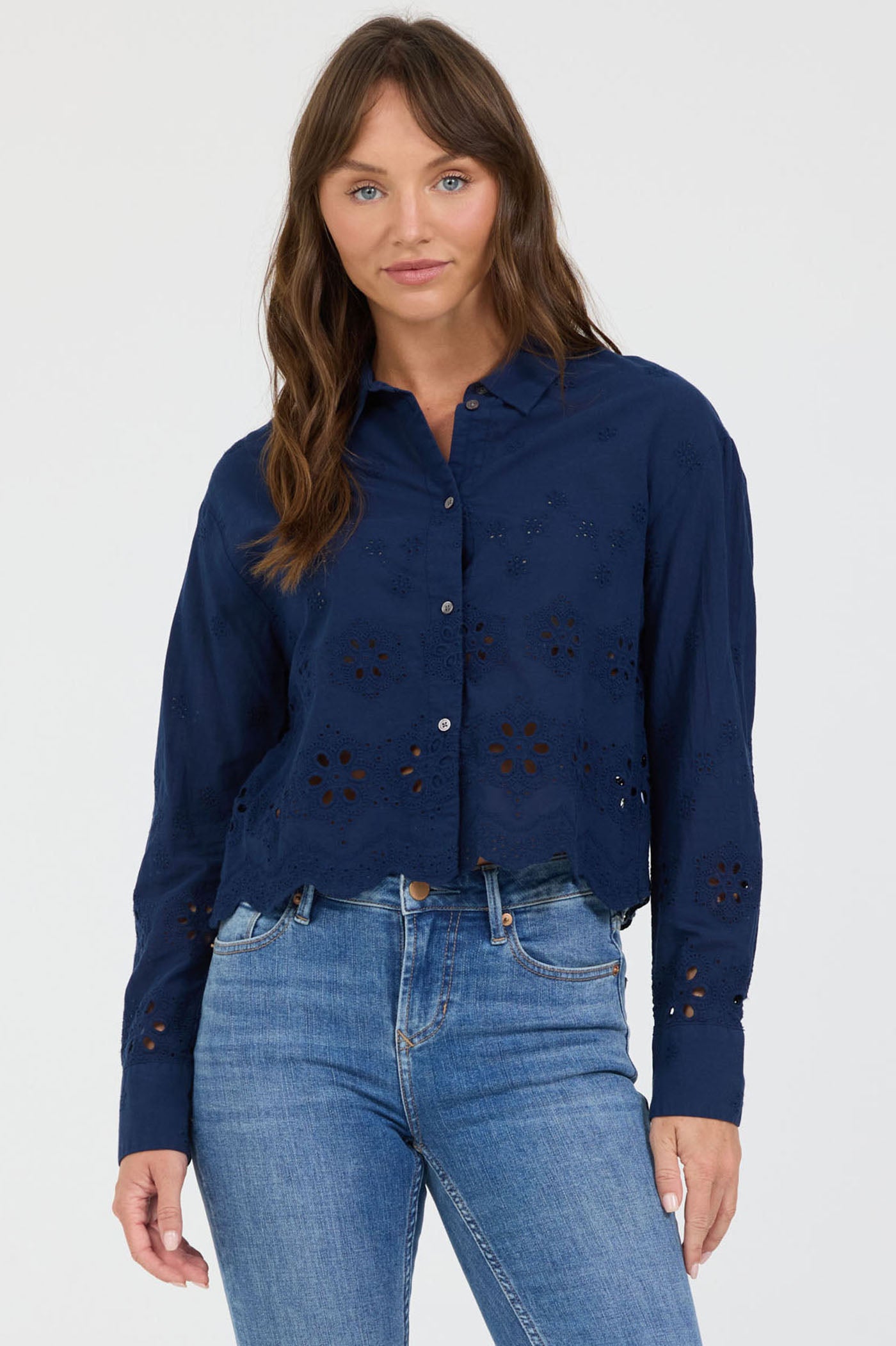 Miranda Embroidered Top in Riviera Black Iris by Dear John