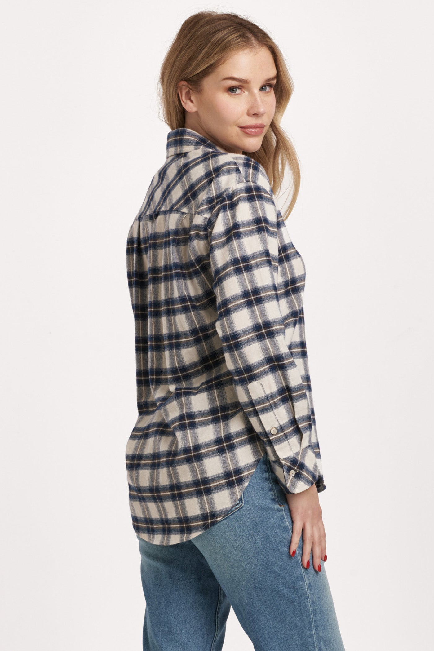 Lola Plaid Button Down Top in Cozy Nights by Dear John