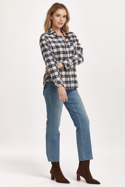 Lola Plaid Button Down Top in Cozy Nights by Dear John