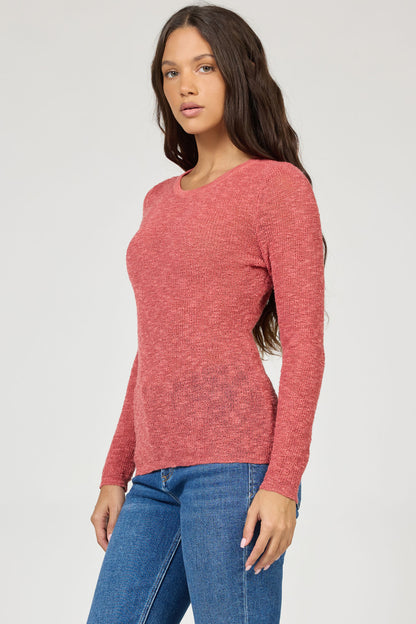 Edina Lightweight Knit Top in Deep Terracotta by Dear John