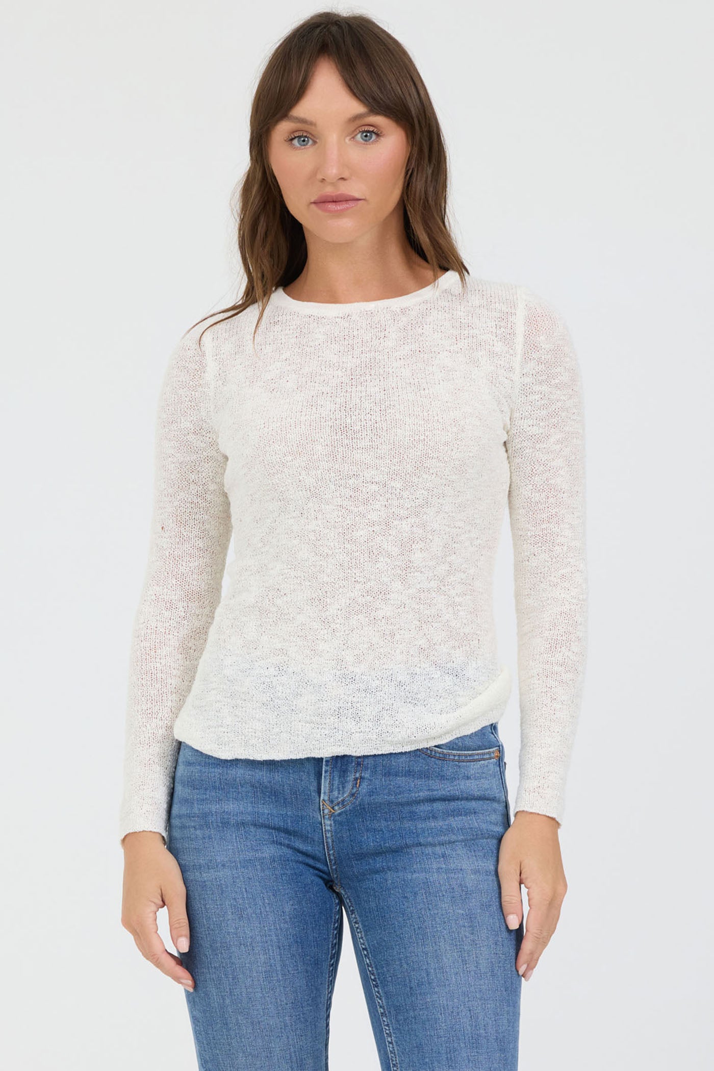 Edina Lightweight Knit Top in Off White by Dear John