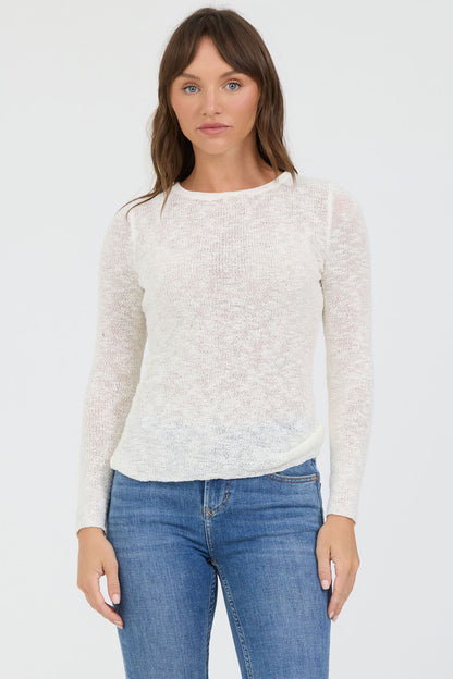 Edina Lightweight Knit Top in Off White by Dear John