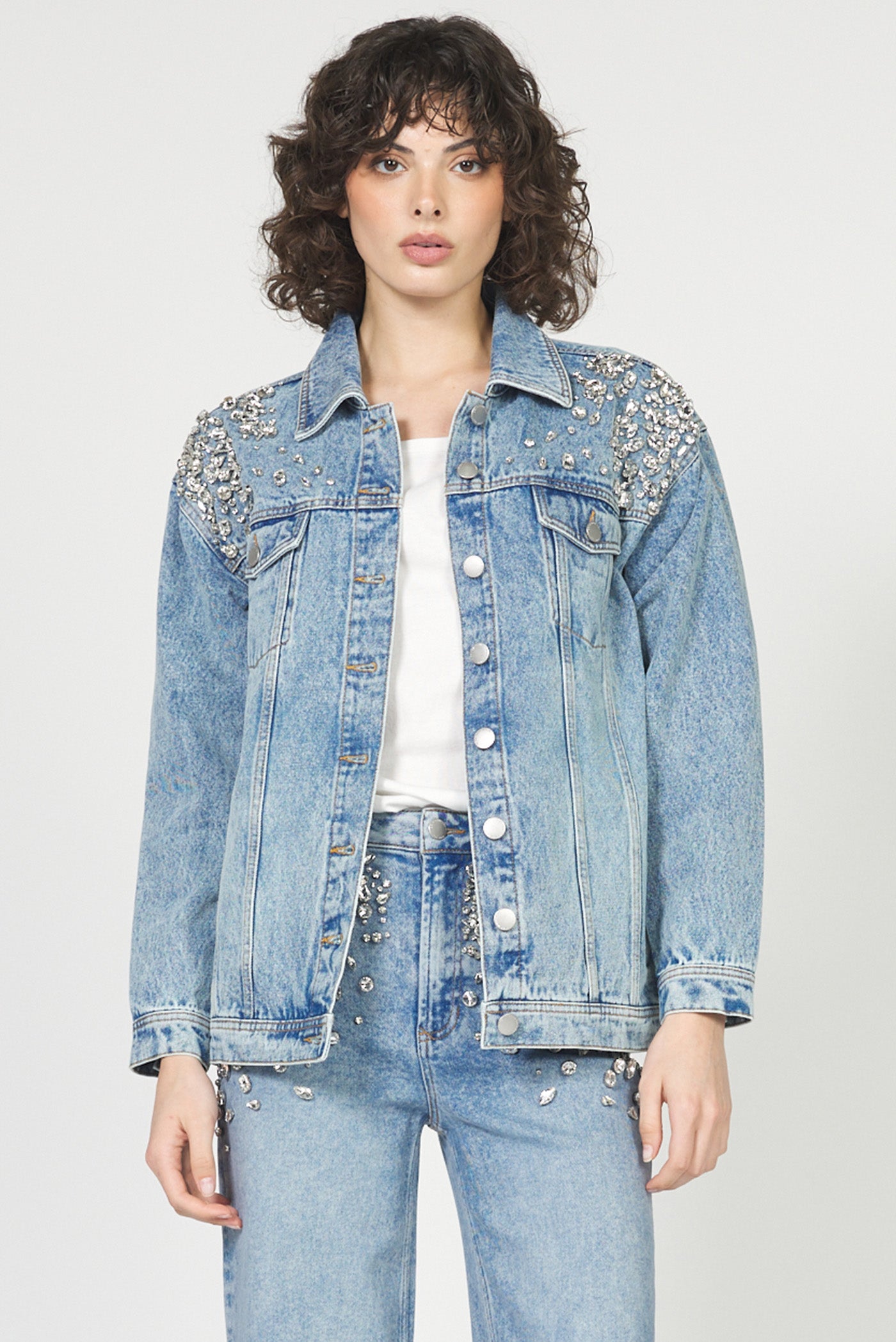 Janette Denim Jacket with Rhinestones by Dear John