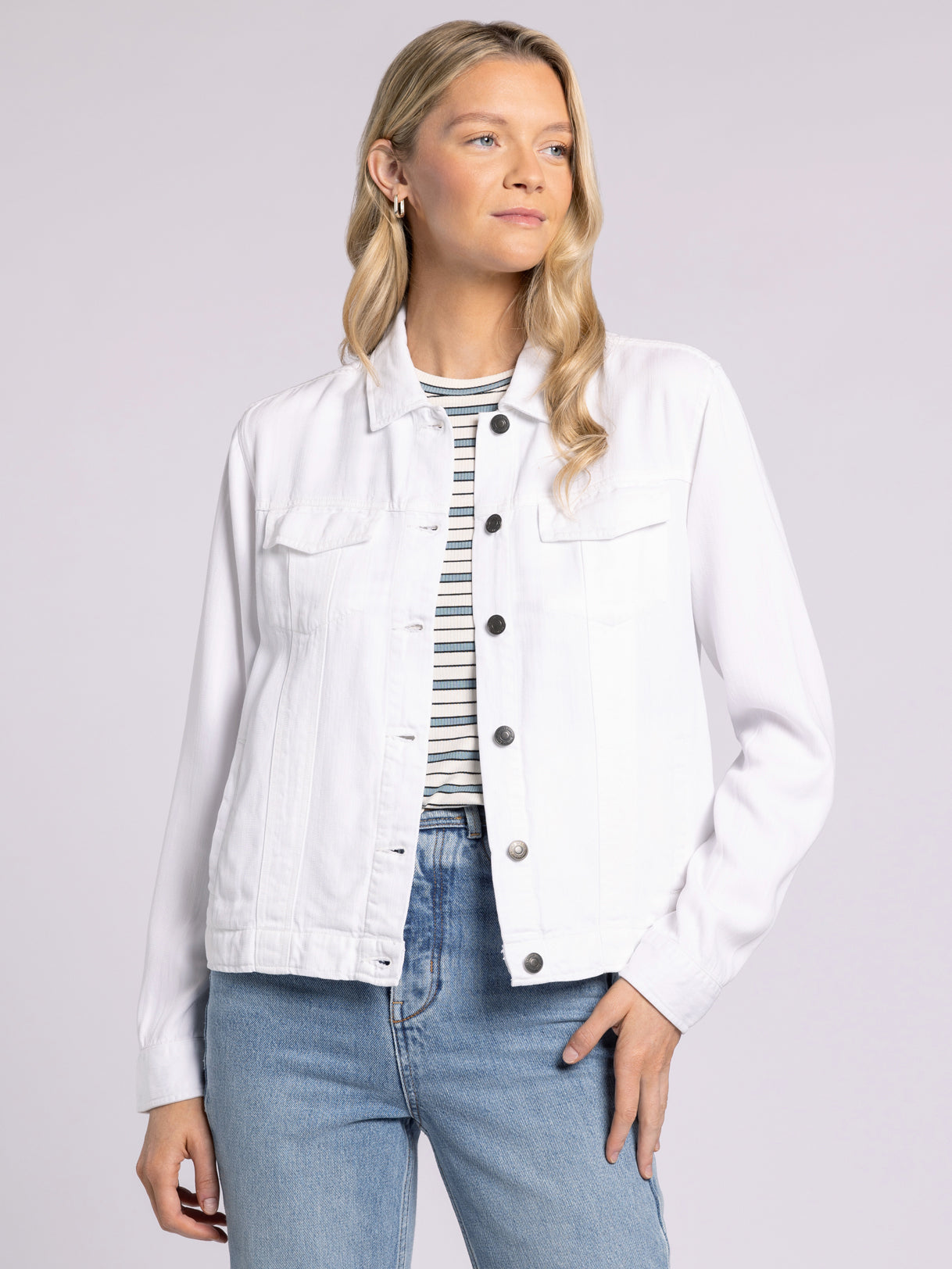 Jackie Jacket in White by Thread & Supply