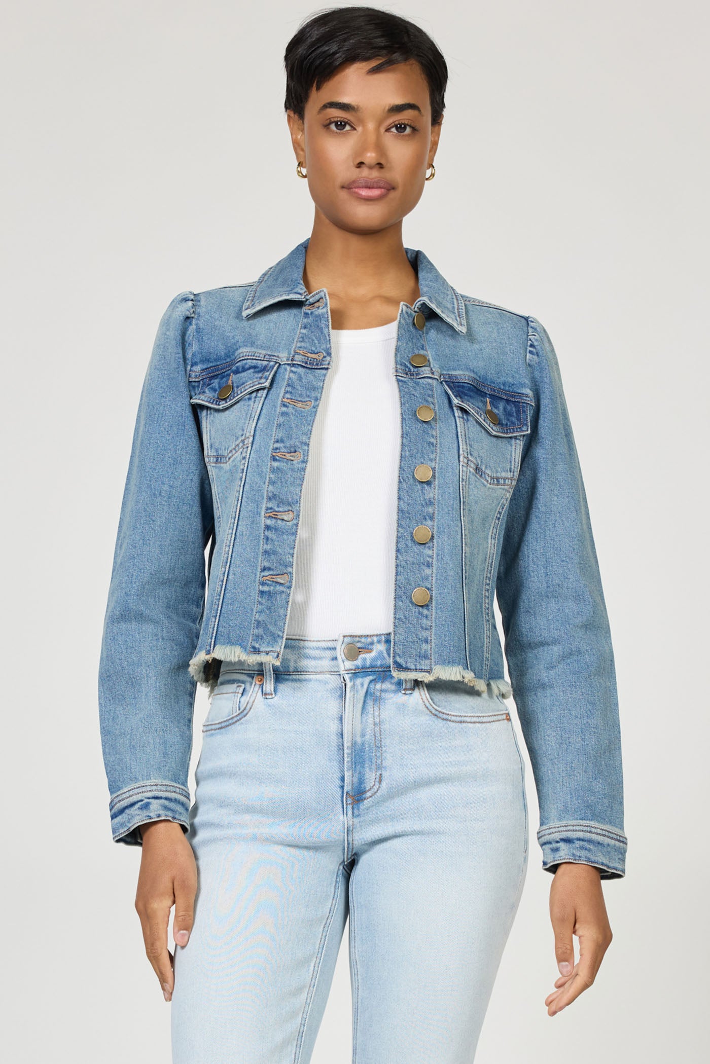 Roselyn Puff Sleeve Denim Jacket in Vintage Flow by Dear John