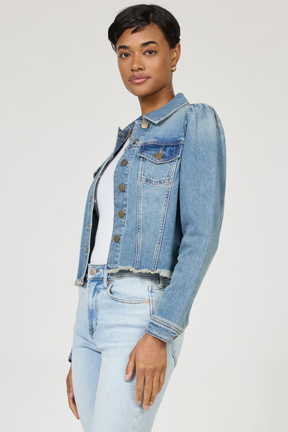 Roselyn Puff Sleeve Denim Jacket in Vintage Flow by Dear John