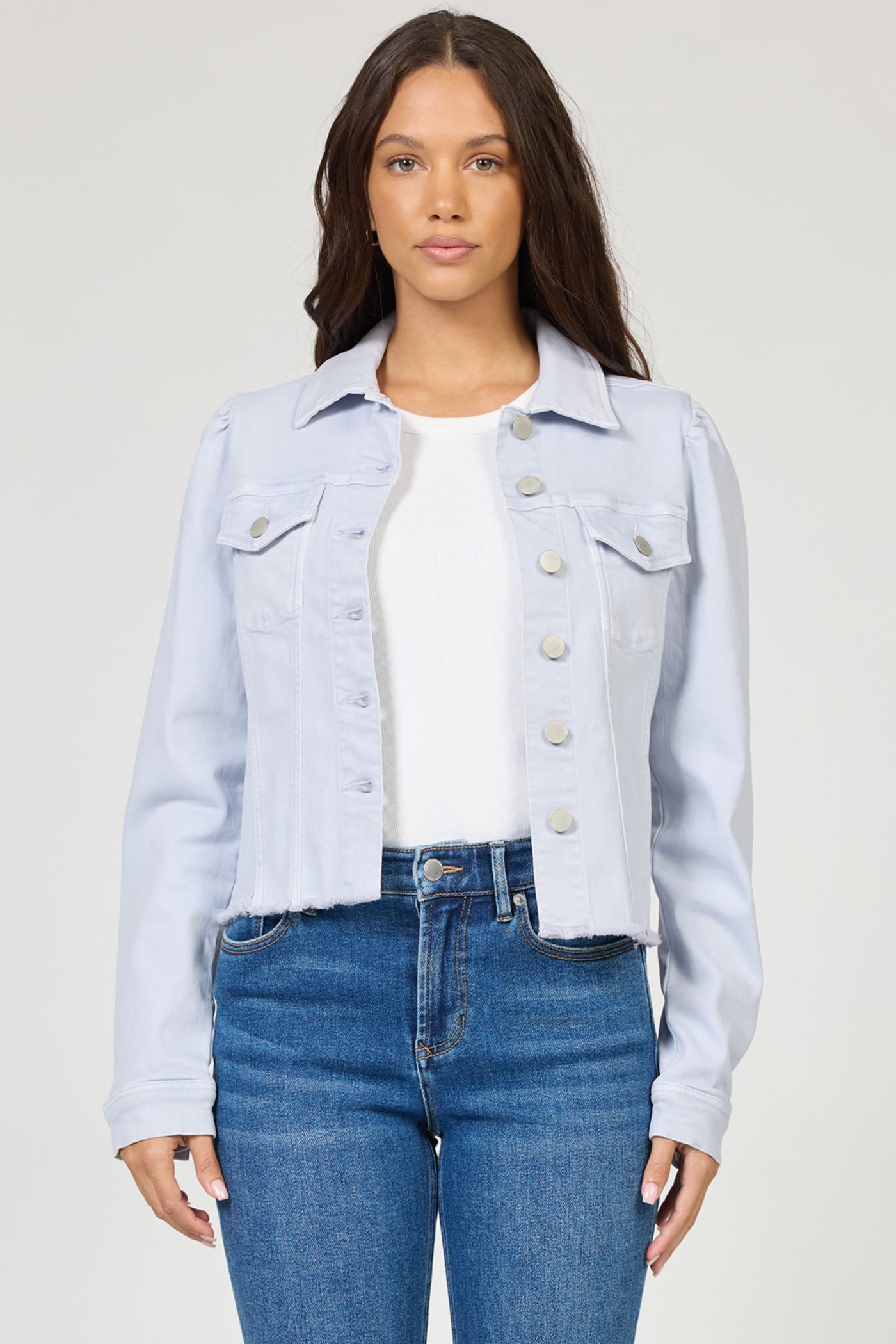 Roselyn Puff Sleeve Denim Jacket in Skyway by Dear John