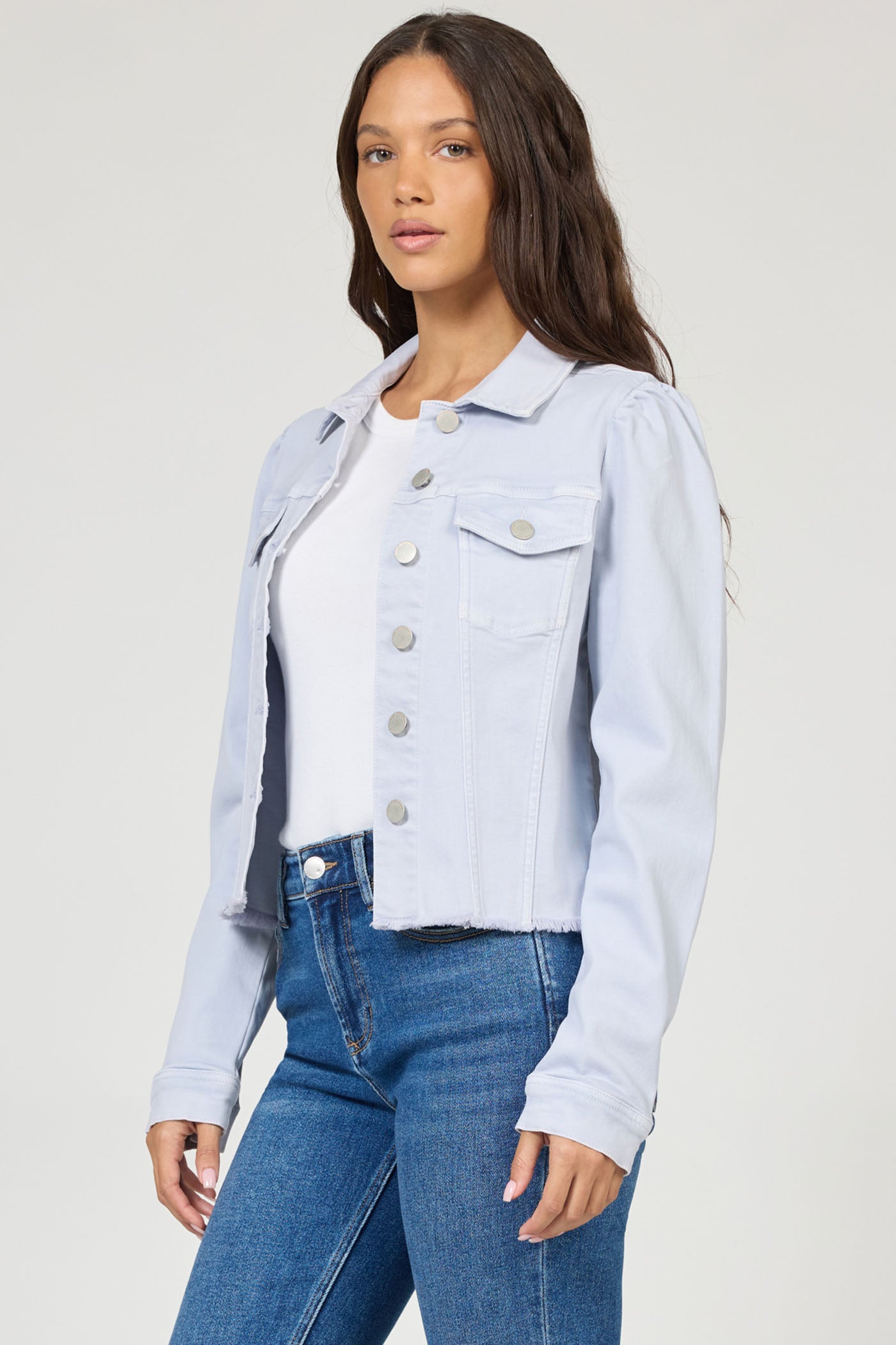 Roselyn Puff Sleeve Denim Jacket in Skyway by Dear John