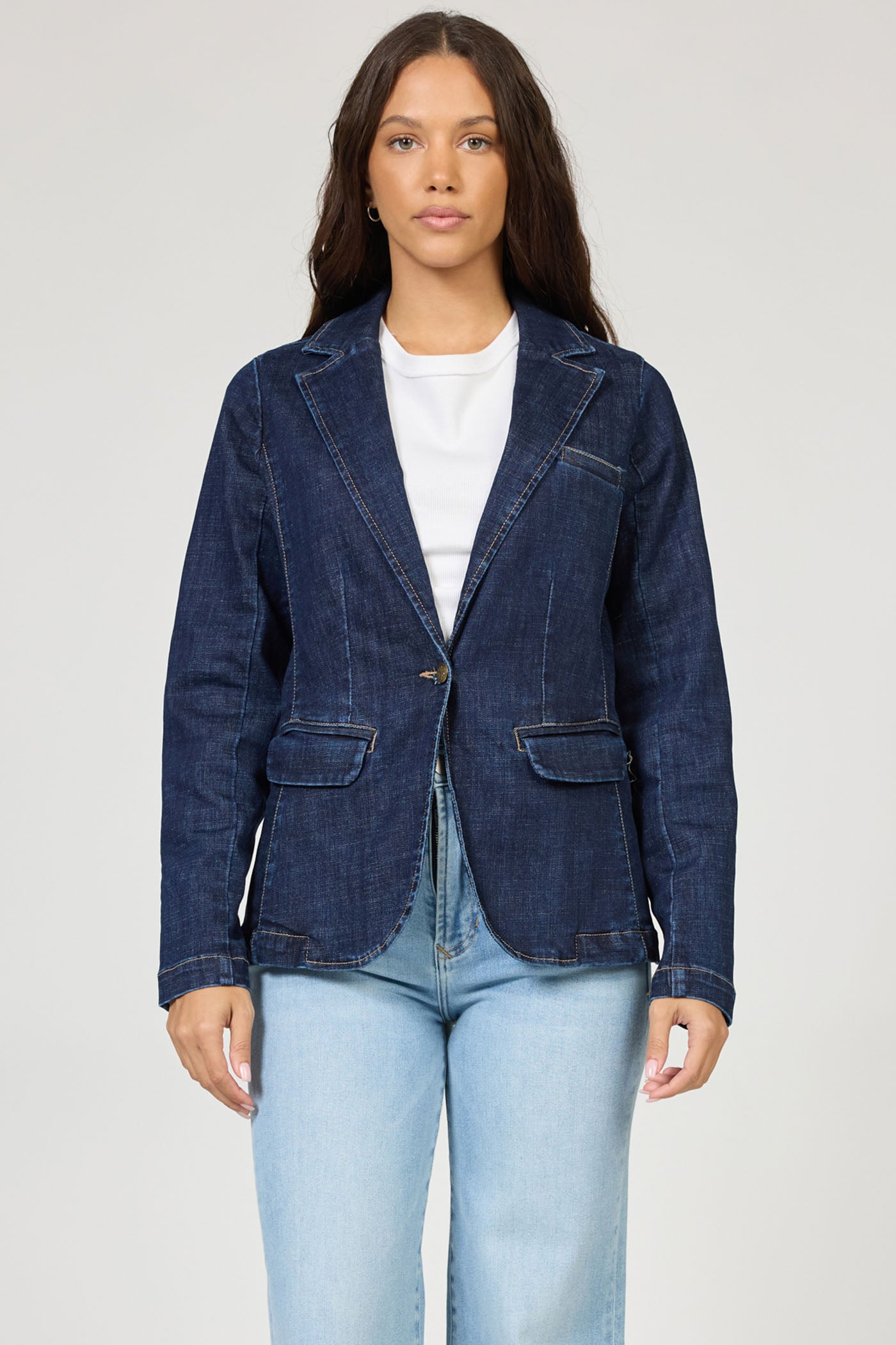 Minah Denim Blazer in Naval Academy by Dear John