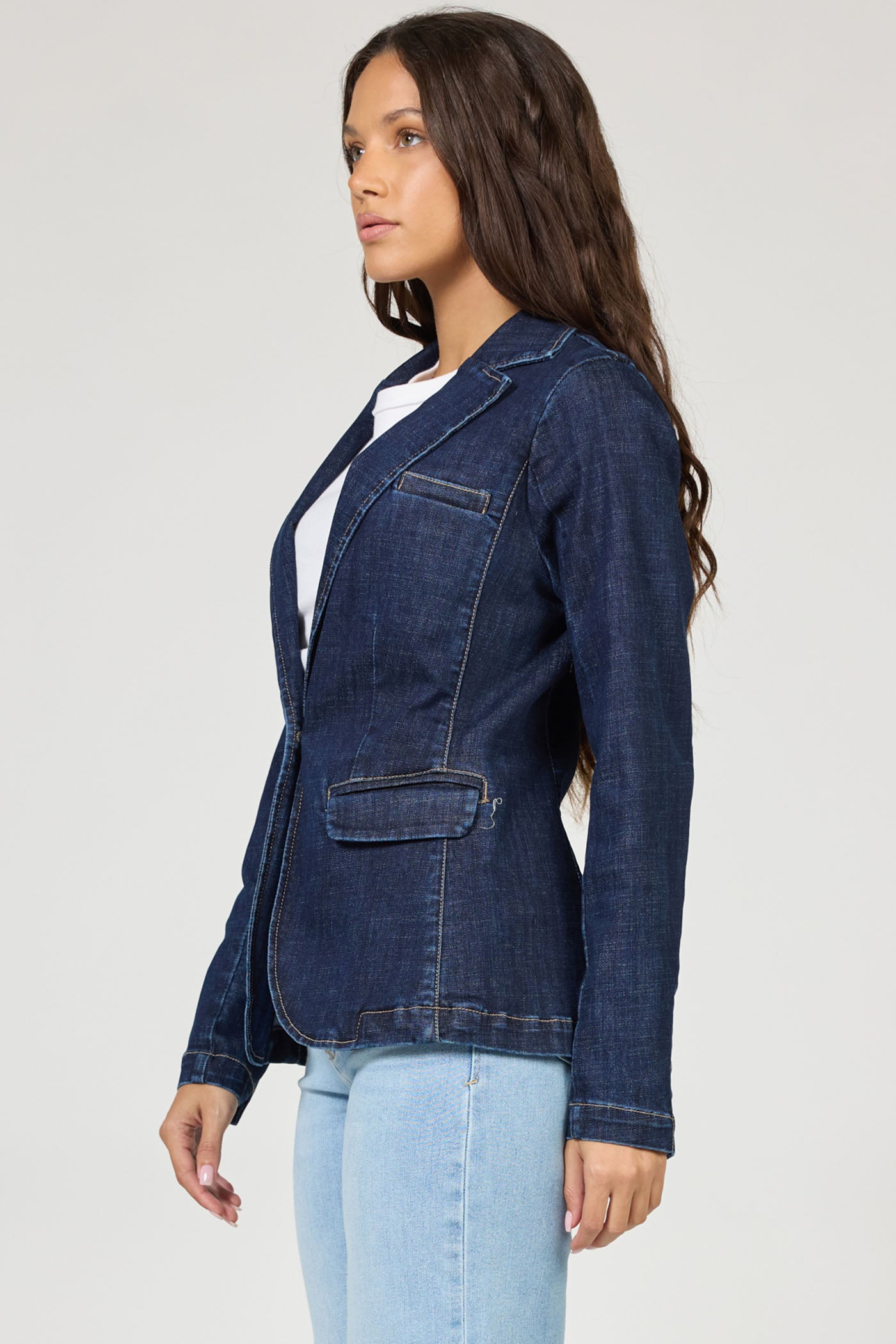 Minah Denim Blazer in Naval Academy by Dear John