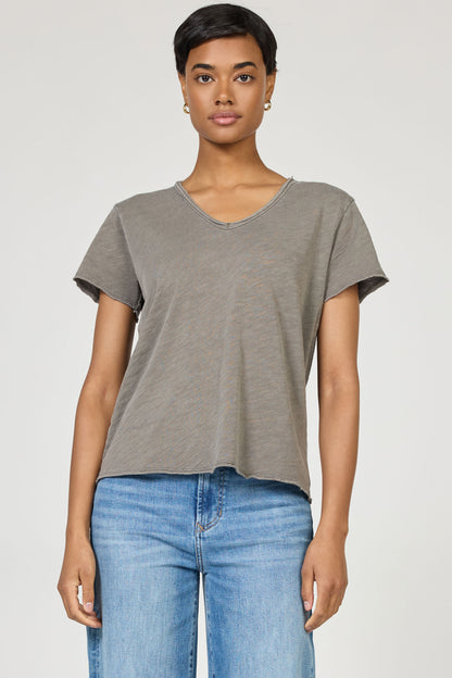 Vanya Slub Knit Tee in Dark Gull Grey by Dear John