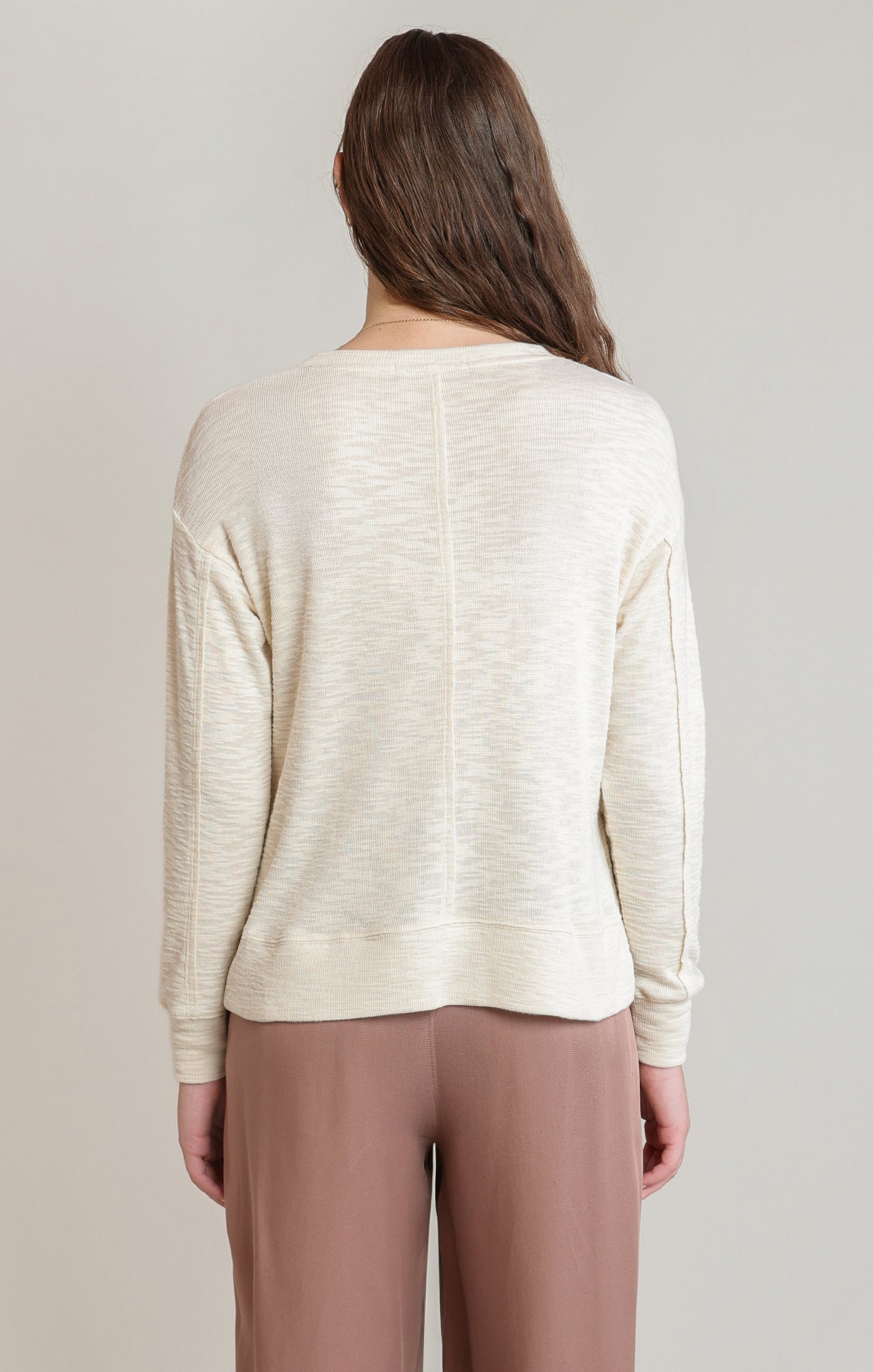 Morning Mist Slub Knit Top in Shell by Dex