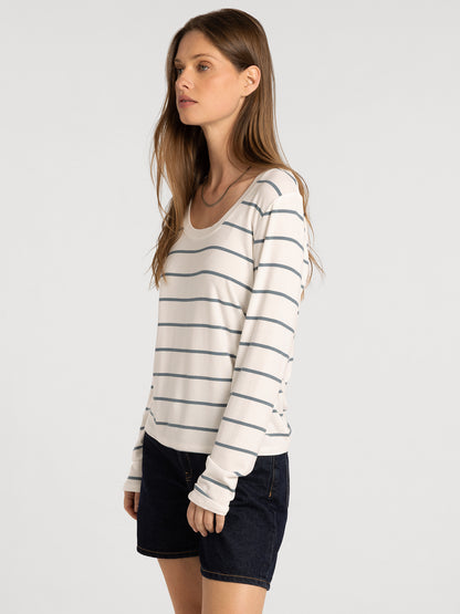 Lauren Top in White Sage Stripe by Thread & Supply
