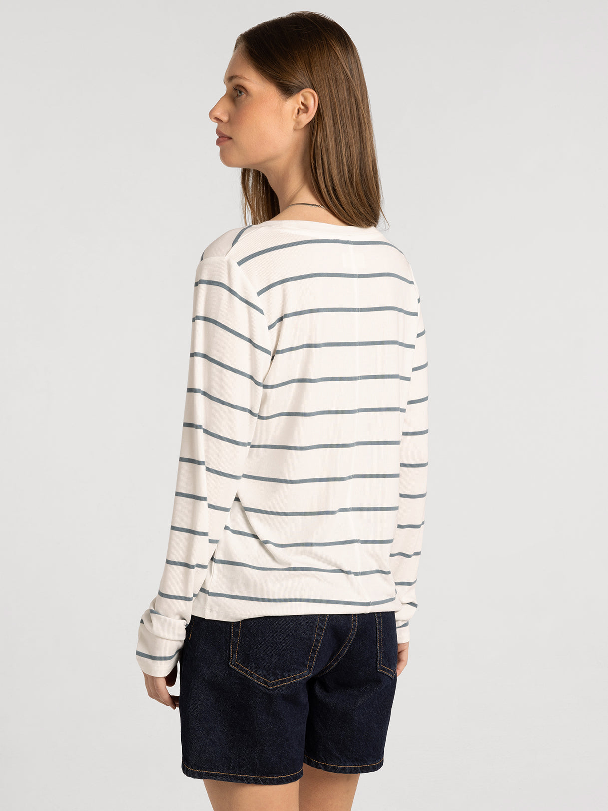 Lauren Top in White Sage Stripe by Thread & Supply