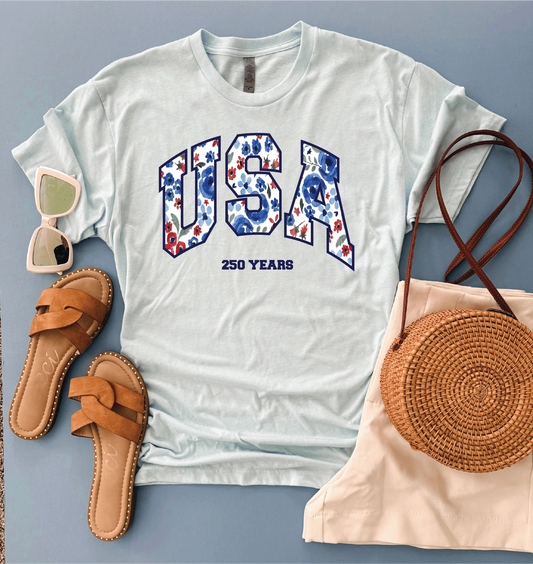 PRE-ORDER USA Watercolor Floral Graphic Tee (ETA Early March)