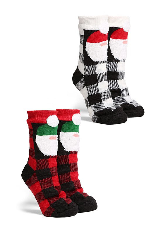 Santa Baby Buffalo Check Non-Slip Slipper Socks