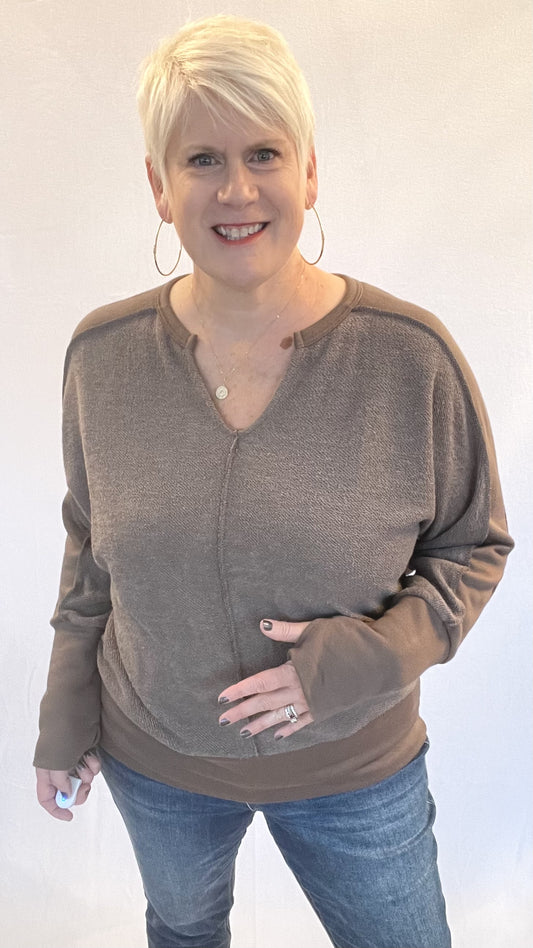 Reversed Terry Block Pullover