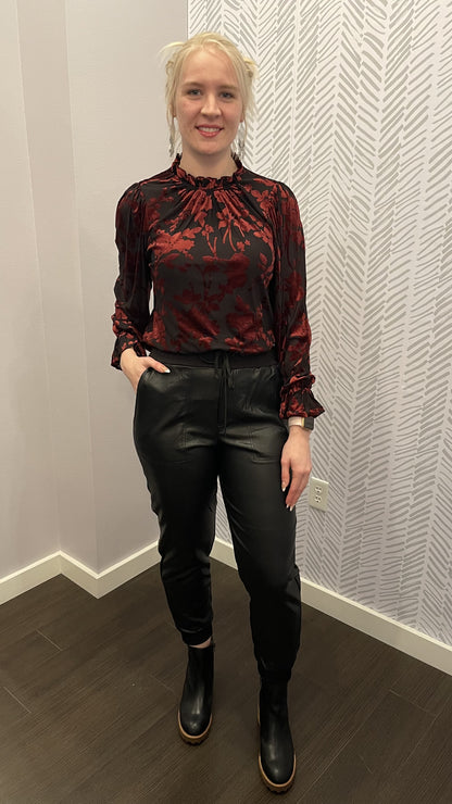 Velvet Floral Print Top